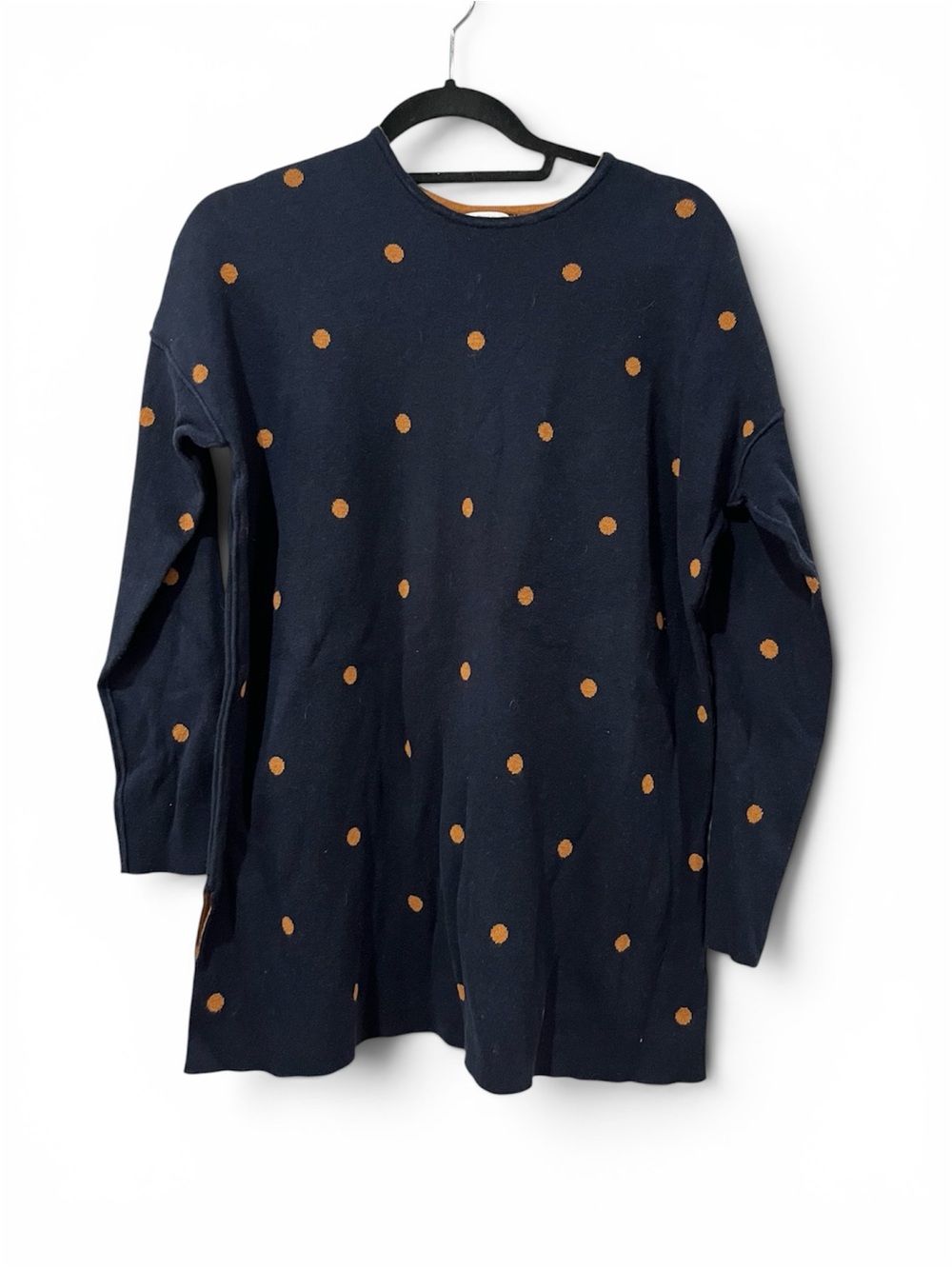 J. Jill SzS Reversible Navy Sweater with Rust Polka Dots, Cotton Blend